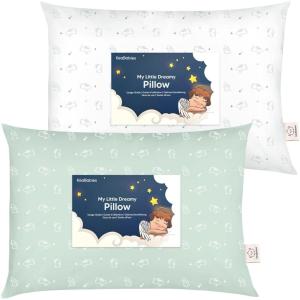 imageKeaBabies 2Pack Toddler Pillow 13x18  Soft Organic Cotton Kids Travel Bed Pillows for Sleeping School Nap Machine Washable Toddlers 2 to 5 Pillowcase Sold Separately HeartsBunnies