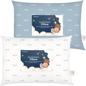 imageKeaBabies 2Pack Toddler Pillow 13x18  Soft Organic Cotton Kids Travel Bed Pillows for Sleeping School Nap Machine Washable Toddlers 2 to 5 Pillowcase Sold Separately HeartsRoadsters
