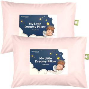 imageKeaBabies 2Pack Toddler Pillow 13x18  Soft Organic Cotton Kids Travel Bed Pillows for Sleeping School Nap Machine Washable Toddlers 2 to 5 Pillowcase Sold Separately HeartsMist Pink