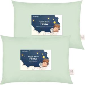 imageKeaBabies 2Pack Toddler Pillow 13x18  Soft Organic Cotton Kids Travel Bed Pillows for Sleeping School Nap Machine Washable Toddlers 2 to 5 Pillowcase Sold Separately HeartsSage