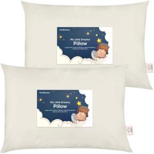 imageKeaBabies 2Pack Toddler Pillow 13x18  Soft Organic Cotton Kids Travel Bed Pillows for Sleeping School Nap Machine Washable Toddlers 2 to 5 Pillowcase Sold Separately HeartsClay