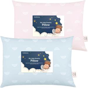 imageKeaBabies 2Pack Toddler Pillow 13x18  Soft Organic Cotton Kids Travel Bed Pillows for Sleeping School Nap Machine Washable Toddlers 2 to 5 Pillowcase Sold Separately HeartsPastel Rainbow