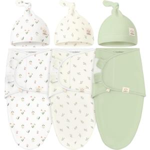 imageKeaBabies 3Pack Swaddles for Newborns Girls Boys with Hats  Organic Soft Baby Sleep Sacks Breathable Baby Swaddle 36 Months Beanies Set Premie Infant Sleep Sack 03 Months BunniesFleur