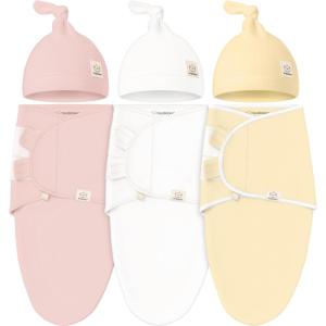 imageKeaBabies 3Pack Swaddles for Newborns Girls Boys with Hats  Organic Soft Baby Sleep Sacks Breathable Baby Swaddle 36 Months Beanies Set Premie Infant Sleep Sack 03 Months BunniesDaffodil