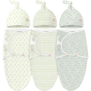imageKeaBabies 3Pack Swaddles for Newborns Girls Boys with Hats  Organic Soft Baby Sleep Sacks Breathable Baby Swaddle 36 Months Beanies Set Premie Infant Sleep Sack 03 Months BunniesLeafy