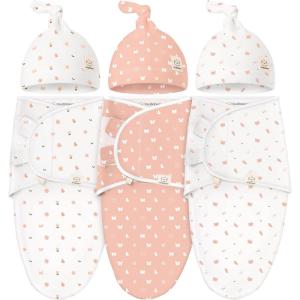 imageKeaBabies 3Pack Swaddles for Newborns Girls Boys with Hats  Organic Soft Baby Sleep Sacks Breathable Baby Swaddle 36 Months Beanies Set Premie Infant Sleep Sack 03 Months BunniesButterflies