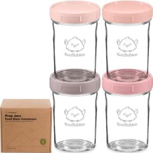 imageKeaBabies 4pk 8oz ampamp 4pk 4oz Glass Baby Food Containers with Lids  LeakProof Microwavable Small Glass Jars Baby Purees ampamp Toddler Snack Storage Containers BPAFree Dishwasher ampamp Freezer SafeSageRoseate