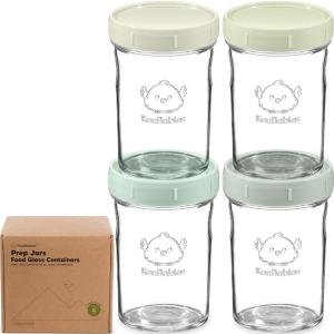 imageKeaBabies 4pk 8oz ampamp 4pk 4oz Glass Baby Food Containers with Lids  LeakProof Microwavable Small Glass Jars Baby Purees ampamp Toddler Snack Storage Containers BPAFree Dishwasher ampamp Freezer SafeSageSage
