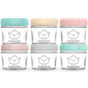 imageKeaBabies 4pk 8oz ampamp 4pk 4oz Glass Baby Food Containers with Lids  LeakProof Microwavable Small Glass Jars Baby Purees ampamp Toddler Snack Storage Containers BPAFree Dishwasher ampamp Freezer SafeSagePastels