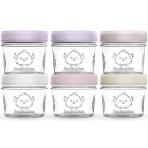 imageKeaBabies 4pk 8oz ampamp 4pk 4oz Glass Baby Food Containers with Lids  LeakProof Microwavable Small Glass Jars Baby Purees ampamp Toddler Snack Storage Containers BPAFree Dishwasher ampamp Freezer SafeSageLilac