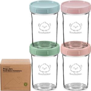 imageKeaBabies 4pk 8oz ampamp 4pk 4oz Glass Baby Food Containers with Lids  LeakProof Microwavable Small Glass Jars Baby Purees ampamp Toddler Snack Storage Containers BPAFree Dishwasher ampamp Freezer SafeSageMusk Dusk