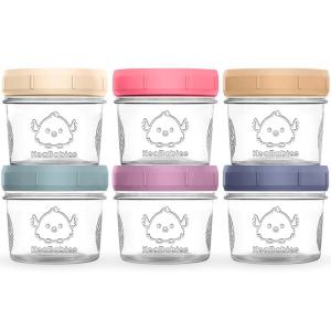 imageKeaBabies 4pk 8oz ampamp 4pk 4oz Glass Baby Food Containers with Lids  LeakProof Microwavable Small Glass Jars Baby Purees ampamp Toddler Snack Storage Containers BPAFree Dishwasher ampamp Freezer SafeSageSunset