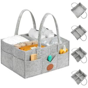 imageKeaBabies Baby Diaper Caddy Organizer with Handle  Portable Baby Organizers and Storage for Nursery Changing Table Large Travel Car Caddy Girls Boys Shower Gift Basket New Mom GiftsMystic GrayClassic Gray