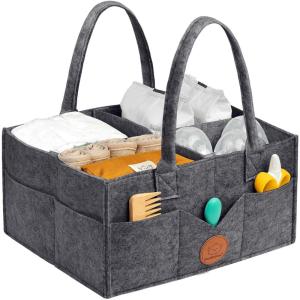 imageKeaBabies Baby Diaper Caddy Organizer with Handle  Portable Baby Organizers and Storage for Nursery Changing Table Large Travel Car Caddy Girls Boys Shower Gift Basket New Mom GiftsMystic GrayMystic Gray