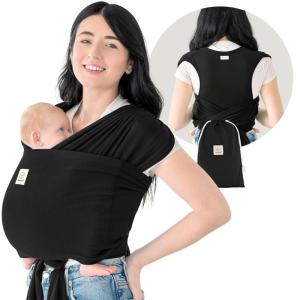 imageKeaBabies Baby Wrap Carrier Ring Sling  Easy to Wear Adjustable DLite Baby Carrier Newborn to Toddler Infant Carrying Shirt Hands Free Bonding Breathable Fabric Wearing Wrap Stone GrayTrendy Black