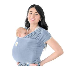 imageKeaBabies Baby Wrap Carrier Ring Sling  Easy to Wear Adjustable DLite Baby Carrier Newborn to Toddler Infant Carrying Shirt Hands Free Bonding Breathable Fabric Wearing Wrap Stone GrayPowder Blue