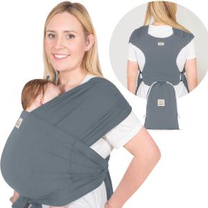 imageKeaBabies Baby Wrap Carrier Ring Sling  Easy to Wear Adjustable DLite Baby Carrier Newborn to Toddler Infant Carrying Shirt Hands Free Bonding Breathable Fabric Wearing Wrap Stone GrayMidnight Gray