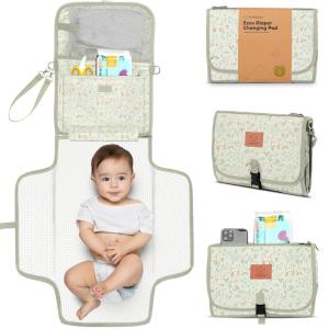 imageKeaBabies Portable Diaper Changing Pad  Large Waterproof Baby Changing Mat Compact Travel Diaper Clutch Functional Pockets Fit Newborn Essentials Wipeable ampamp Padded Baby Changer PrismFox Vale