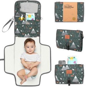 imageKeaBabies Portable Diaper Changing Pad  Large Waterproof Baby Changing Mat Compact Travel Diaper Clutch Functional Pockets Fit Newborn Essentials Wipeable ampamp Padded Baby Changer PrismWoods