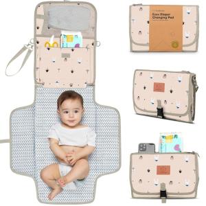 imageKeaBabies Portable Diaper Changing Pad  Large Waterproof Baby Changing Mat Compact Travel Diaper Clutch Functional Pockets Fit Newborn Essentials Wipeable ampamp Padded Baby Changer PrismWild Patrol