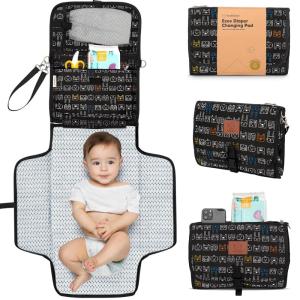 imageKeaBabies Portable Diaper Changing Pad  Large Waterproof Baby Changing Mat Compact Travel Diaper Clutch Functional Pockets Fit Newborn Essentials Wipeable ampamp Padded Baby Changer PrismPixel