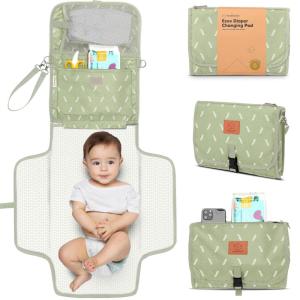 imageKeaBabies Portable Diaper Changing Pad  Large Waterproof Baby Changing Mat Compact Travel Diaper Clutch Functional Pockets Fit Newborn Essentials Wipeable ampamp Padded Baby Changer PrismAcacia