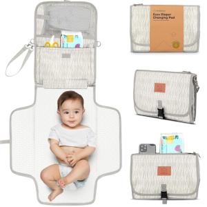 imageKeaBabies Portable Diaper Changing Pad  Large Waterproof Baby Changing Mat Compact Travel Diaper Clutch Functional Pockets Fit Newborn Essentials Wipeable ampamp Padded Baby Changer PrismPrism