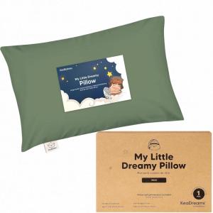 imageMini Toddler Pillow with Pillowcase  9x13 My Little Dreamy Travel Kids Pillow for Sleeping Toddler Bed Small Tiny Organic Cotton Pillowcase Soft ampamp Breathable Kids 24 Years Old PolarJungle Green