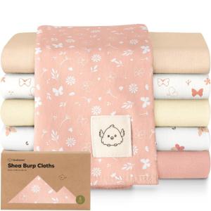 imageOrganic Burp Cloths Baby Boy Girl  6Pack Large Cotton Burping Cloths for Babies Spit Up Rags Super Absorbent Ultra Soft Newborn Rag Gender Neutral Machine Washable DurableTerracottaButterflies