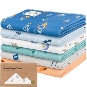 imageOrganic Burp Cloths Baby Boy Girl  6Pack Large Cotton Burping Cloths for Babies Spit Up Rags Super Absorbent Ultra Soft Newborn Rag Gender Neutral Machine Washable DurableTerracottaCosmo