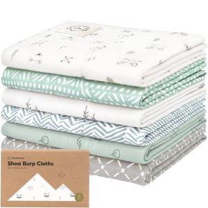 imageOrganic Burp Cloths Baby Boy Girl  6Pack Large Cotton Burping Cloths for Babies Spit Up Rags Super Absorbent Ultra Soft Newborn Rag Gender Neutral Machine Washable DurableTerracottaNordic