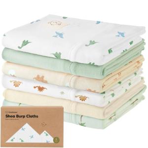 imageOrganic Burp Cloths Baby Boy Girl  6Pack Large Cotton Burping Cloths for Babies Spit Up Rags Super Absorbent Ultra Soft Newborn Rag Gender Neutral Machine Washable DurableTerracottaRoarsome