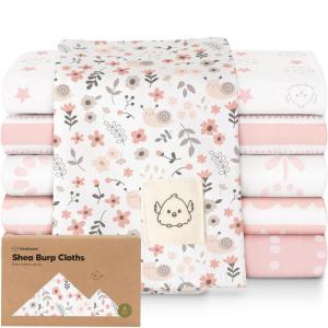 imageOrganic Burp Cloths Baby Boy Girl  6Pack Large Cotton Burping Cloths for Babies Spit Up Rags Super Absorbent Ultra Soft Newborn Rag Gender Neutral Machine Washable DurableTerracottaSweet Charm