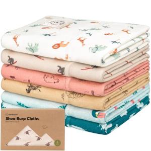 imageOrganic Burp Cloths Baby Boy Girl  6Pack Large Cotton Burping Cloths for Babies Spit Up Rags Super Absorbent Ultra Soft Newborn Rag Gender Neutral Machine Washable DurableTerracottaWildscape