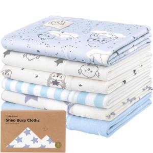 imageOrganic Burp Cloths Baby Boy Girl  6Pack Large Cotton Burping Cloths for Babies Spit Up Rags Super Absorbent Ultra Soft Newborn Rag Gender Neutral Machine Washable DurableTerracottaConstellation