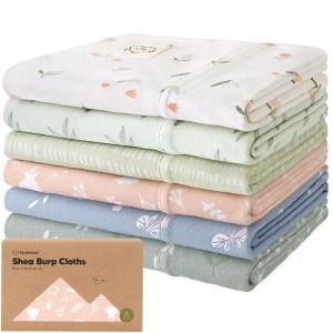 imageOrganic Burp Cloths Baby Boy Girl  6Pack Large Cotton Burping Cloths for Babies Spit Up Rags Super Absorbent Ultra Soft Newborn Rag Gender Neutral Machine Washable DurableTerracottaFleur