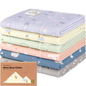 imageOrganic Burp Cloths Baby Boy Girl  6Pack Large Cotton Burping Cloths for Babies Spit Up Rags Super Absorbent Ultra Soft Newborn Rag Gender Neutral Machine Washable DurableTerracottaDreamers