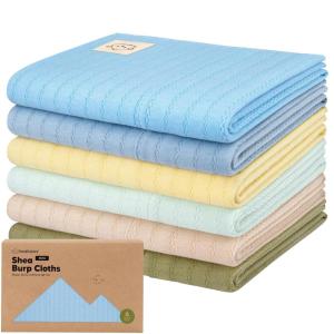 imageOrganic Burp Cloths Baby Boy Girl  6Pack Large Cotton Burping Cloths for Babies Spit Up Rags Super Absorbent Ultra Soft Newborn Rag Gender Neutral Machine Washable DurableTerracottaDaybreak