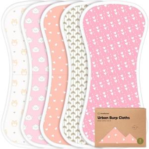 imageOrganic Burp Cloths Baby Boy ampamp Girl  5Pack Super Absorbent Cotton Burping Cloths for Babies Soft ampamp Plush Newborn Spit Up Rags Infant Towels for Milk Spit Up Unisex Large 21quot x 10quot CountrysidePink Dreams