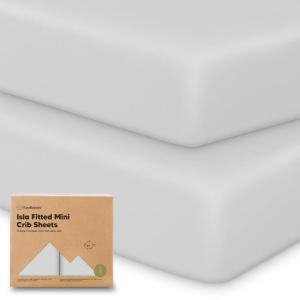 imagePack and Play Sheets Fitted  2Pack Mini Crib Sheets for Pack N Play Mattress 38x26 Soft ampamp Cozy Neutral Toddler Playard Bedding Snug Fitted Mini Baby Crib Mattress Cover Boy Girl ABC LandFrench Gray