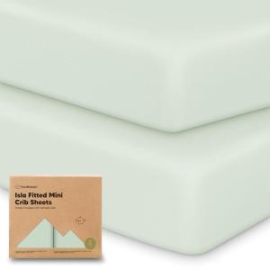 imagePack and Play Sheets Fitted  2Pack Mini Crib Sheets for Pack N Play Mattress 38x26 Soft ampamp Cozy Neutral Toddler Playard Bedding Snug Fitted Mini Baby Crib Mattress Cover Boy Girl ABC LandAloe