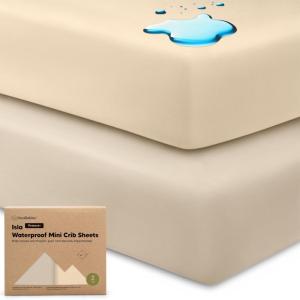 imagePack and Play Sheets Fitted  2Pack Mini Crib Sheets for Pack N Play Mattress 38x26 Soft ampamp Cozy Neutral Toddler Playard Bedding Snug Fitted Mini Baby Crib Mattress Cover Boy Girl ABC LandMacadamia