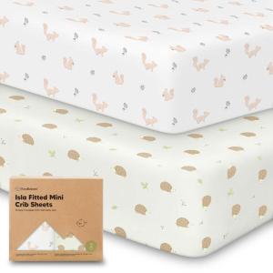 imagePack and Play Sheets Fitted  2Pack Mini Crib Sheets for Pack N Play Mattress 38x26 Soft ampamp Cozy Neutral Toddler Playard Bedding Snug Fitted Mini Baby Crib Mattress Cover Boy Girl ABC LandNibblesBruce