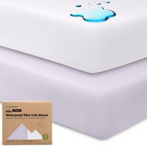 imagePack and Play Sheets Fitted  2Pack Mini Crib Sheets for Pack N Play Mattress 38x26 Soft ampamp Cozy Neutral Toddler Playard Bedding Snug Fitted Mini Baby Crib Mattress Cover Boy Girl ABC LandLilac