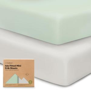 imagePack and Play Sheets Fitted  2Pack Mini Crib Sheets for Pack N Play Mattress 38x26 Soft ampamp Cozy Neutral Toddler Playard Bedding Snug Fitted Mini Baby Crib Mattress Cover Boy Girl ABC LandSage