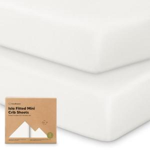 imagePack and Play Sheets Fitted  2Pack Mini Crib Sheets for Pack N Play Mattress 38x26 Soft ampamp Cozy Neutral Toddler Playard Bedding Snug Fitted Mini Baby Crib Mattress Cover Boy Girl ABC LandSoft White