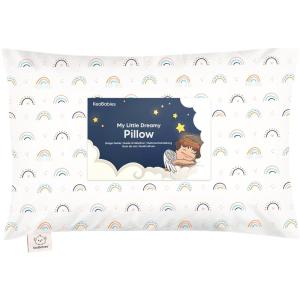 imageToddler Pillow with Pillowcase  13x18 My Little Dreamy Kids Travel Bed Pillows for Sleeping Organic Cotton Small Pillowcase Soft ampamp Breathable Machine Washable Toddlers 25 Years Old Soft WhiteJolly Rainbow