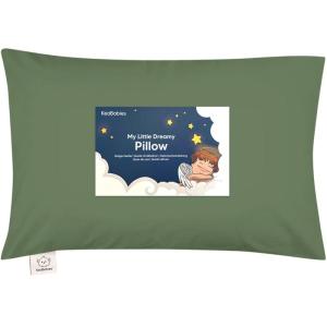 imageToddler Pillow with Pillowcase  13x18 My Little Dreamy Kids Travel Bed Pillows for Sleeping Organic Cotton Small Pillowcase Soft ampamp Breathable Machine Washable Toddlers 25 Years Old Soft WhiteJungle Green
