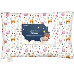 imageToddler Pillow with Pillowcase  13x18 My Little Dreamy Kids Travel Bed Pillows for Sleeping Organic Cotton Small Pillowcase Soft ampamp Breathable Machine Washable Toddlers 25 Years Old Soft WhiteForestland