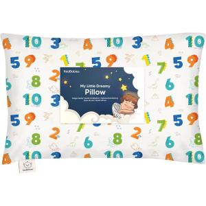 imageToddler Pillow with Pillowcase  13x18 My Little Dreamy Kids Travel Bed Pillows for Sleeping Organic Cotton Small Pillowcase Soft ampamp Breathable Machine Washable Toddlers 25 Years Old Soft WhiteDino123